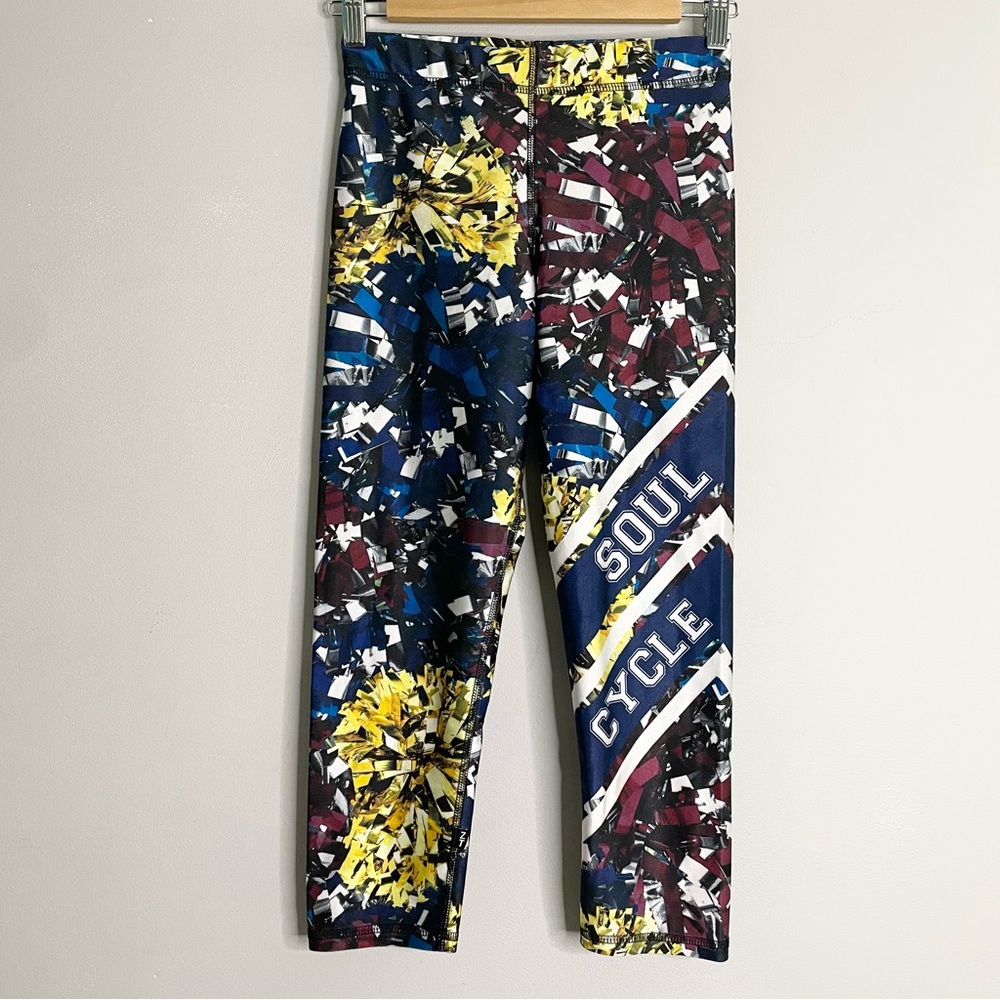ZARA TEREZ for SOUL CYCLE Abstract Confetti Pom Pom Print Cropped Leggin…